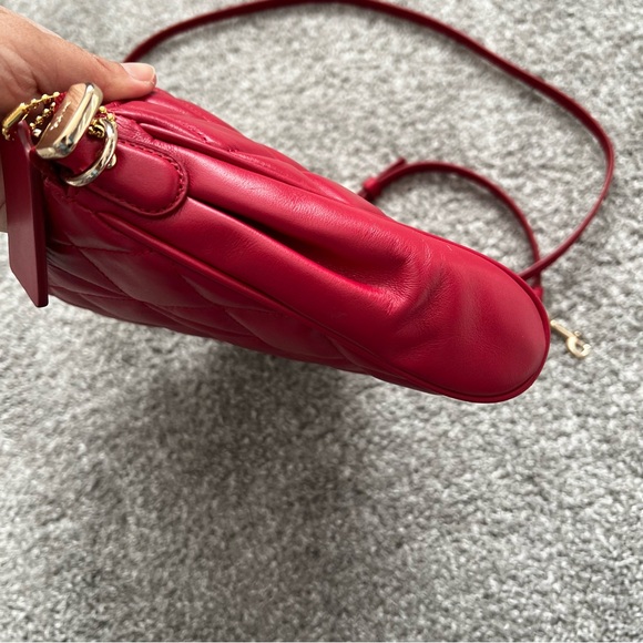 Coach quilted diamond crossbody bag NWT leather red color - Picture 6 of 12